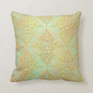 Cojín Decorativo Pastel Verde Acuático y Dorado Aurora Antiguo Dama