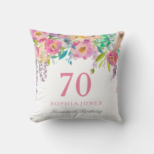 Cojín Decorativo Pastel Watercolor Flowers 70º regalo de fiesta de