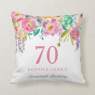 Cojín Decorativo Pastel Watercolor Flowers 70º regalo de fiesta de 