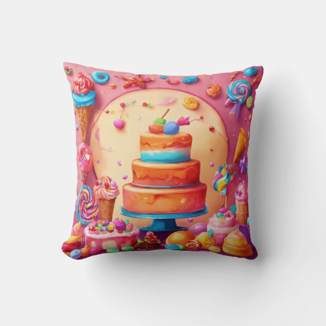Cojín Decorativo Pastelería y diversión en candelabro (Anverso)