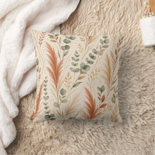 Cojín Decorativo Pasto de las Pampas de Terracota Eucalipto Neutral
