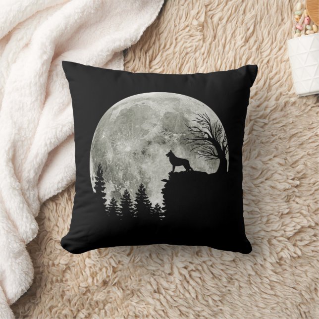 Cojín Decorativo Pastor Alemán De Pie En Halloween De Montaña (Manta)