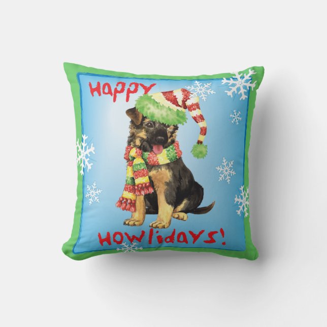 Cojín Decorativo Pastor alemán feliz de Howliday (Anverso)