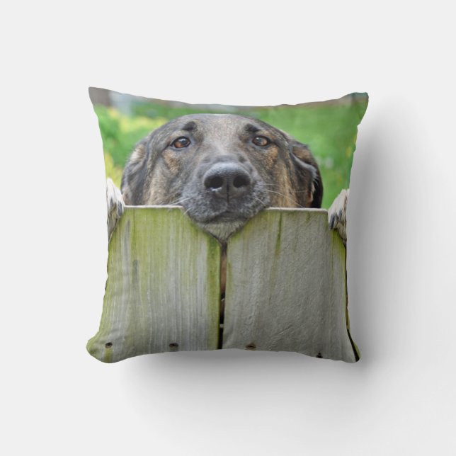 Cojín Decorativo Pastor alemán mirando la cerca (Anverso)