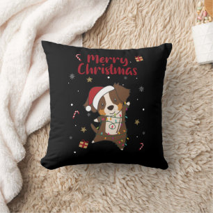 Cojín Decorativo Pastor australiano Feliz Navidad Invierno Throw P