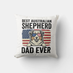 Cojín Decorativo Pastor Australiano Papá Patriótico Vintage