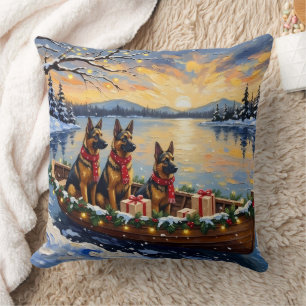 Cojín Decorativo Pastor Belga Tervuren Barco de Navidad Fiesta
