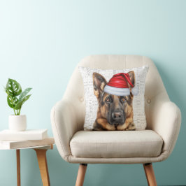 Cojín Decorativo Pastore Alemán Acuarela Woof Navidad