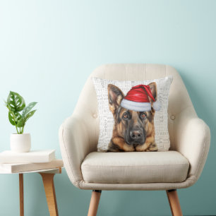 Cojín Decorativo Pastore Alemán Acuarela Woof Navidad