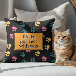 Cojín Decorativo Pata de gato negro divertida y linda 