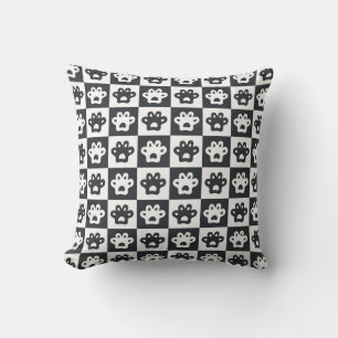 Cojín Decorativo patas de gato patrón blanco y negro