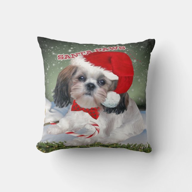 Cojín Decorativo Patas de Shih Tzu Santa (Anverso)