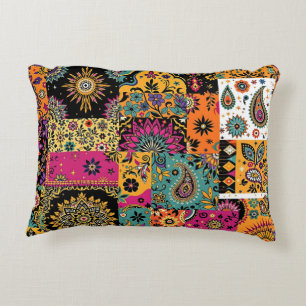 Cojín Decorativo Patchwork bohemias Mandala y Paisley Pattern