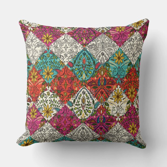 Cojín Decorativo patchwork de aziza (Anverso)