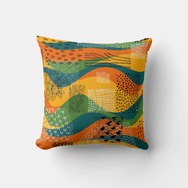 Cojín Decorativo Patchwork de moda: Undulating Abstract Art (Anverso)