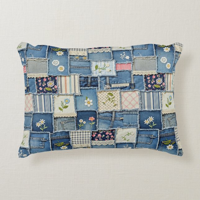 Cojín Decorativo Patchwork Denim (Anverso)
