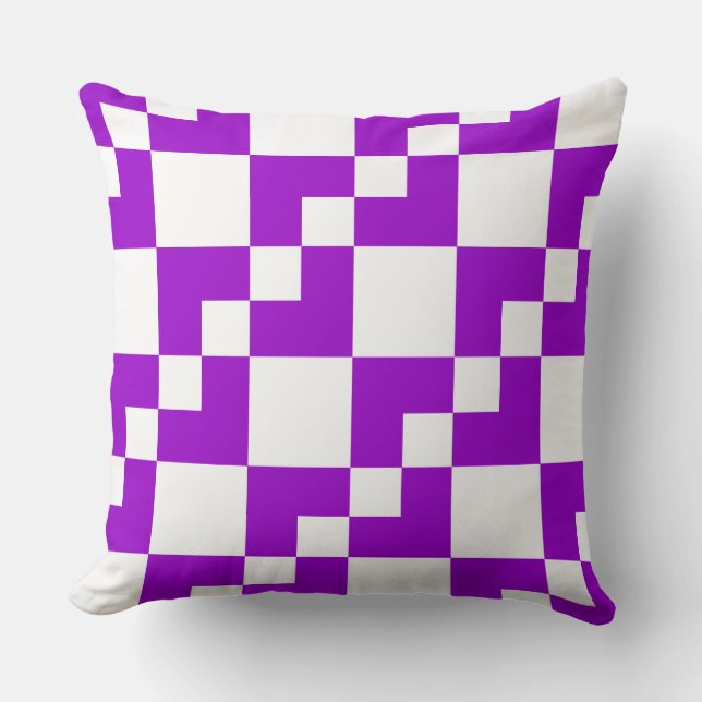 Cojín Decorativo Patchwork Domino: morado y blanco (Anverso)