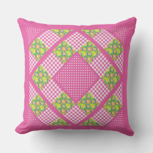 Cojín Decorativo Patchwork, Primroses, Polkas y Gingham