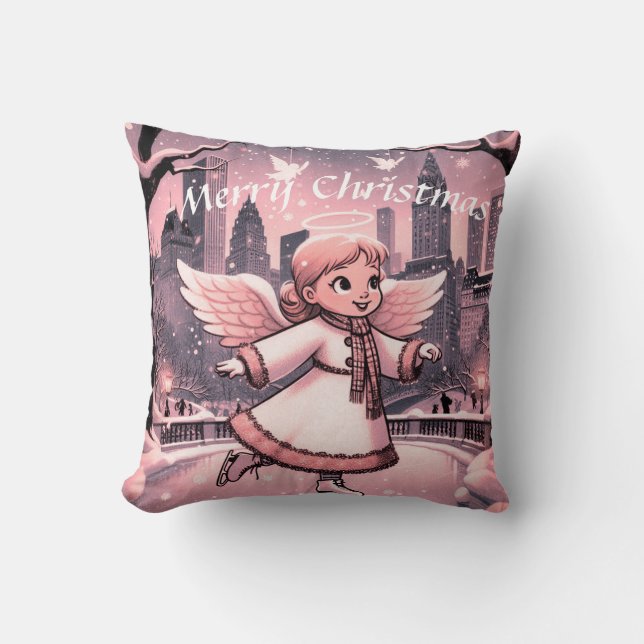 Cojín Decorativo Patinaje NYC Angel de invierno (Anverso)