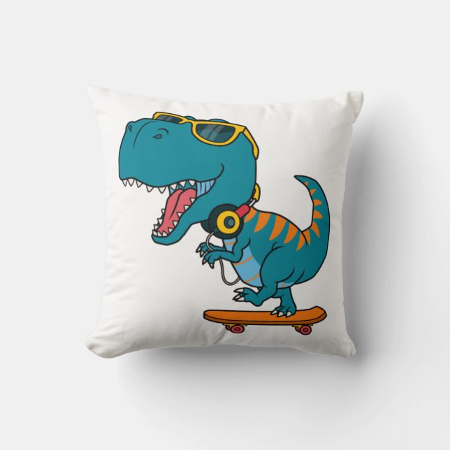 Cojín Decorativo patineta de los dinosaurios (Anverso)