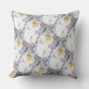 COJÍN DECORATIVO PATIO DE PATIO PILLOW DE PANSES BLANCOS Y AZULES