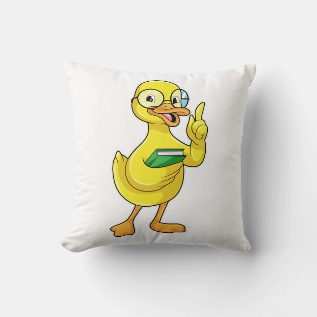 Cojín Decorativo Pato como maestro con libro y gafas (Anverso)