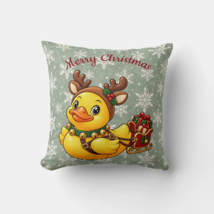 Cojín Decorativo Pato de goma decorativo de reno navideño acogedor