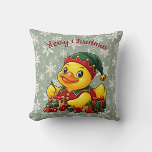 Cojín Decorativo Pato de goma elfo de Navidad acogedor decoración n