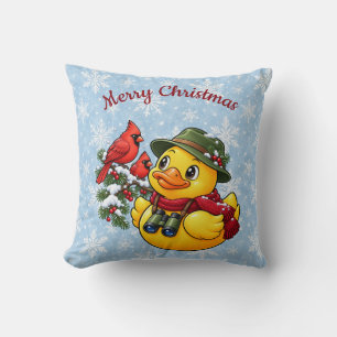 Cojín Decorativo Pato de goma observador de aves en Navidad decorac