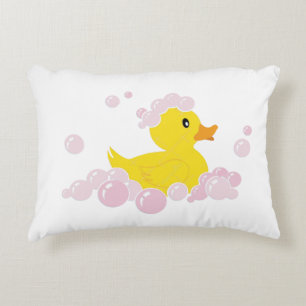 Cojín Decorativo Pato en burbujas rosadas