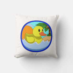 Cojín Decorativo Pato en la playa con palmeras.PNG