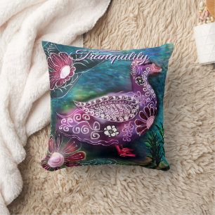 Cojín Decorativo Pato Floral Caprichoso Personalizado Morado Turque