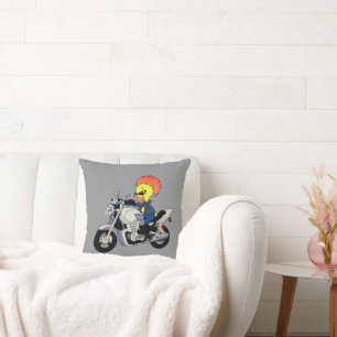 Cojín Decorativo Pato Genial Montando una Motocicleta