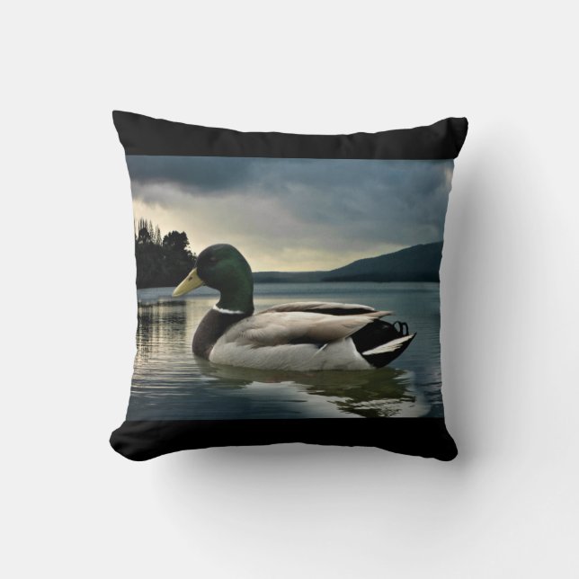 Cojín Decorativo Pato Mallard En El Lago (Anverso)