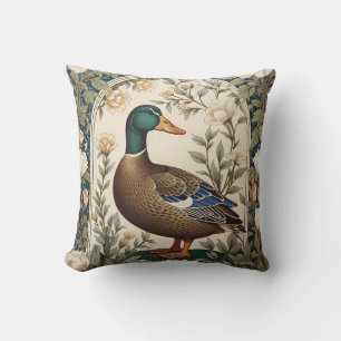 Cojín Decorativo Pato Real Elegante Inspirado en William Morris