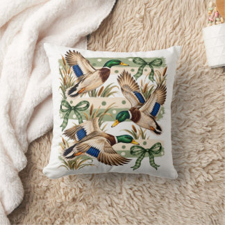 Cojín Decorativo Pato silvestre Mallard vintage preppy volando