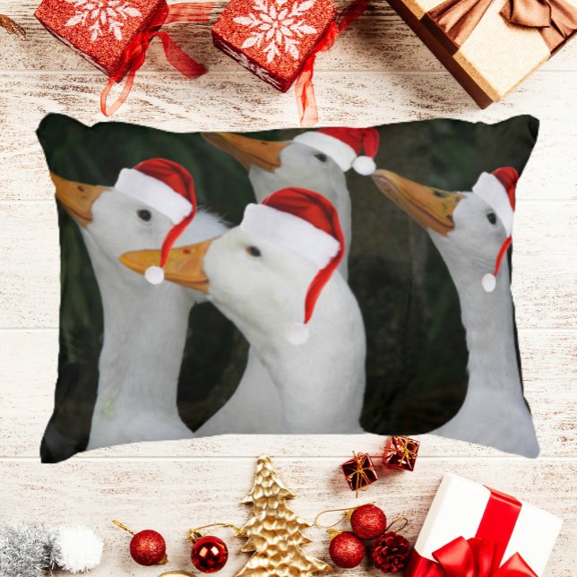 Cojín Decorativo Patos Blancos Con Sombrero Rojo (In Situ Holiday)