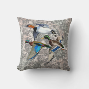 Cojín Decorativo Patos Canvasback, Mallard y Wood volando