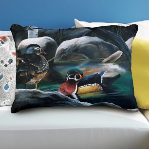 Cojín Decorativo Patos de Madera Estanque de Apareamiento Naturalez