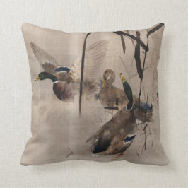 Cojín Decorativo Patos en el agua de las aves acuáticas japonesas