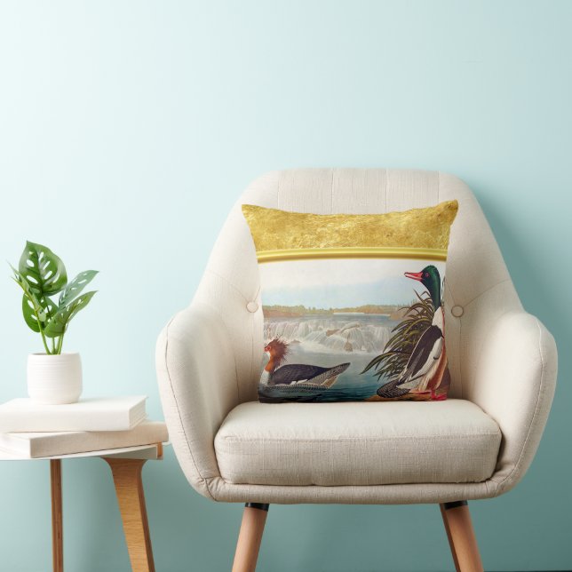 Cojín Decorativo Patos mallard americanos en un río nadando (Silla)