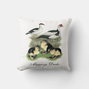 Cojín Decorativo Patos Muscovy de Patas Negras Familia