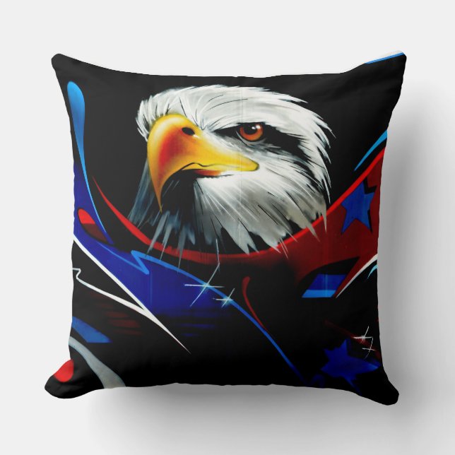 Cojín Decorativo Patriotic Eagle Graffiti Throw Pillow (Anverso)