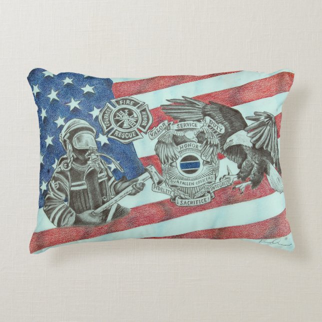 Cojín Decorativo Patriotic First Responder (Anverso)
