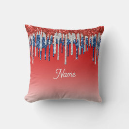 Cojín Decorativo Patriotic Glitter Drip Americana 