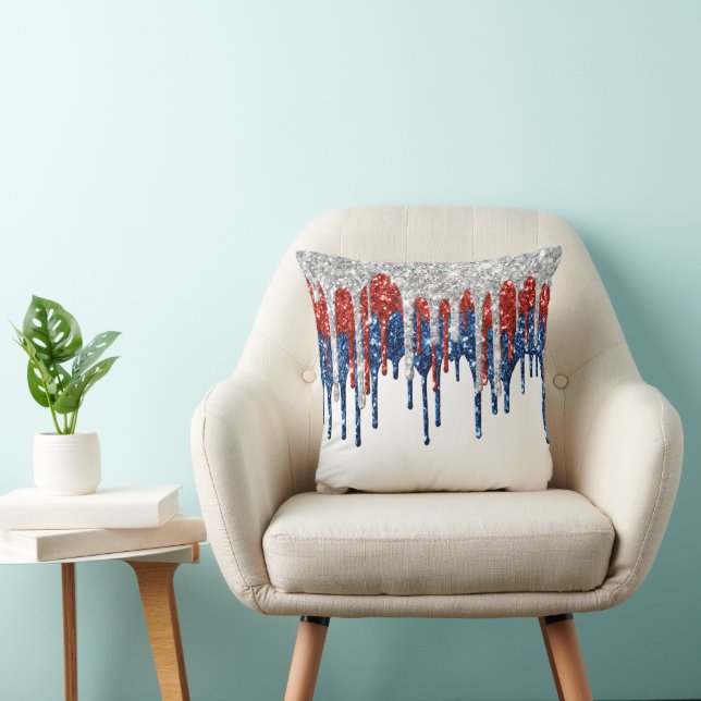 Cojín Decorativo Patriotic Glitter Drip Border (Silla)