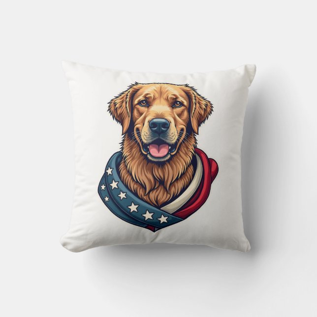 Cojín Decorativo Patriotic Retriever Pride Vintage Dog Shirt 4 (Anverso)