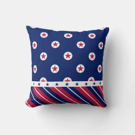 Cojín Decorativo Patriótico All Stars Strips Red White Blue USA