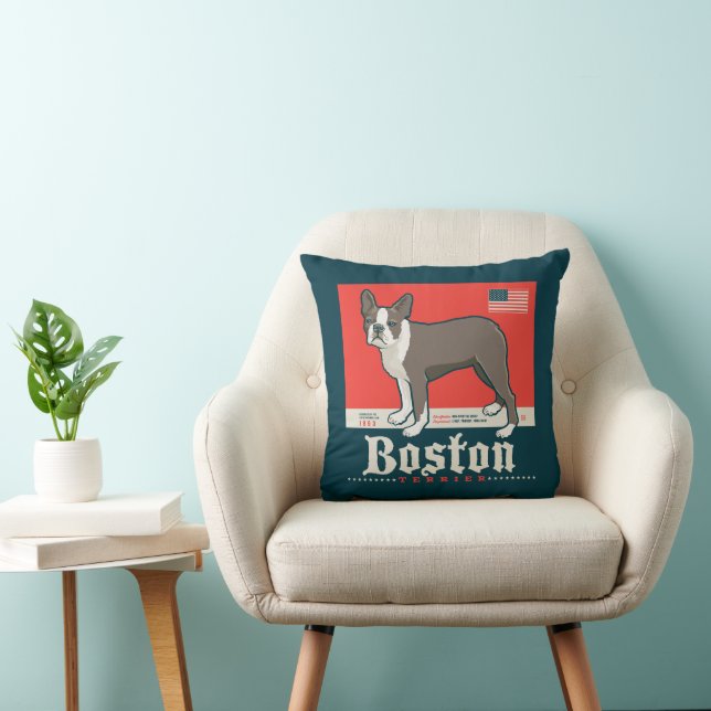 Cojín Decorativo Patriótico | Boston Terrier (Silla)