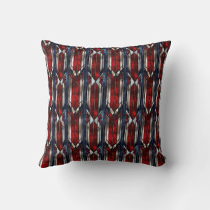 Cojín Decorativo Patriótico Patrón Geométrico Rojo Blanco Azul
